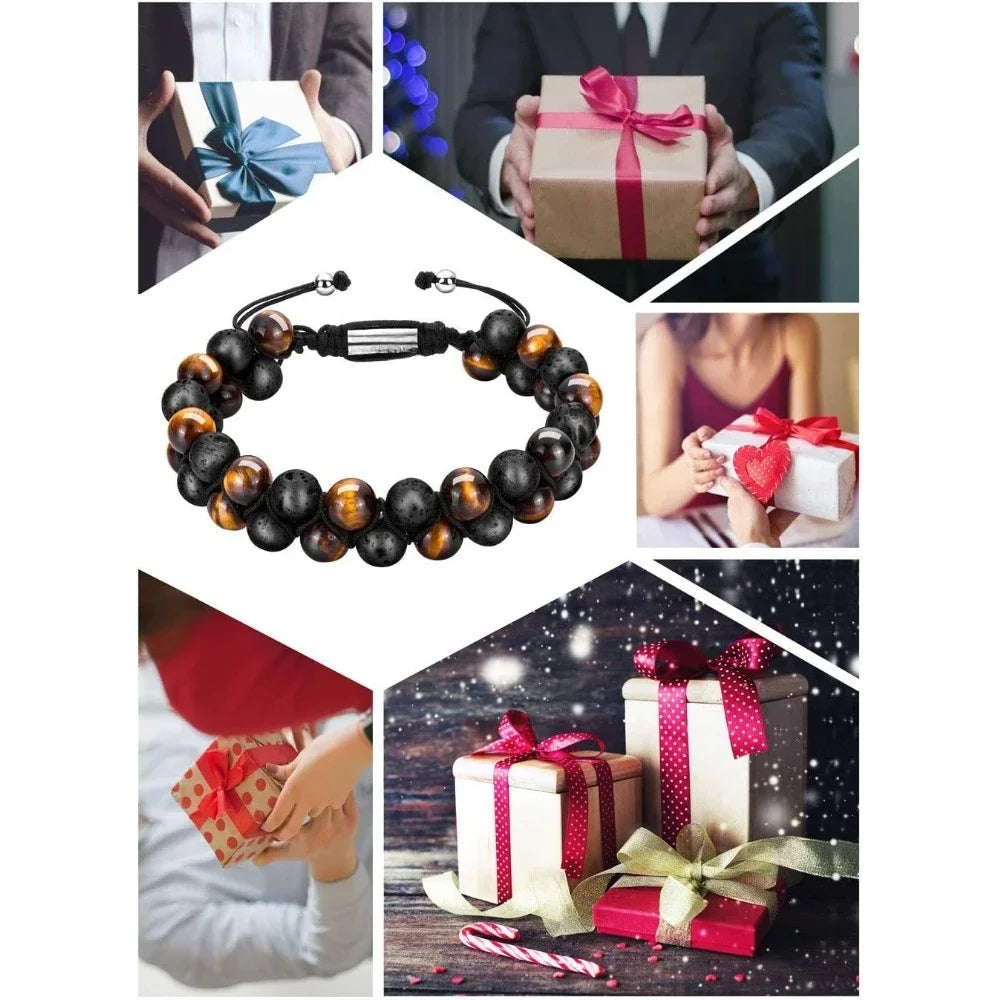 Bead Chakra Bracelets for Men and Women Double Layered Healing Yoga Crystals Beaded Bracelet Natural Stone Mens Bracelet